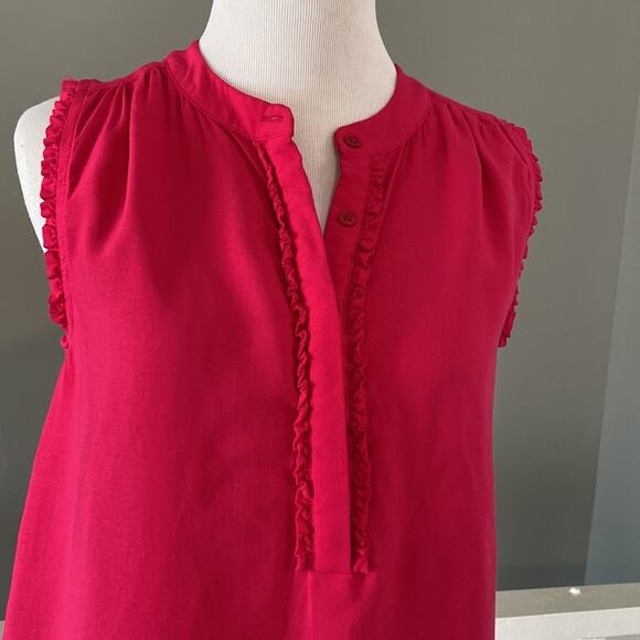 Fourteenth Place Pink Sleeve Split Neck Blouse with Ruffle Trim XS - Picture 2 of 7